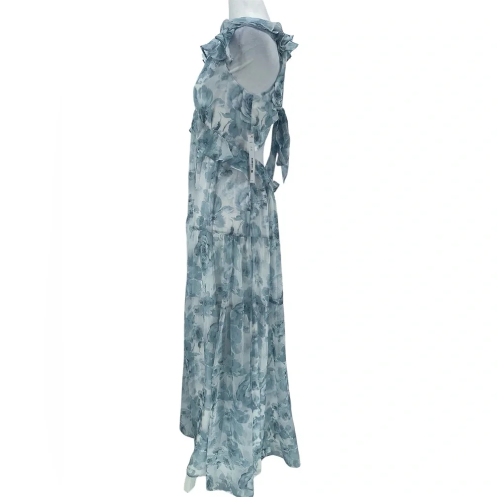 New AQUA Ruffle Trim Maxi Dress - Exclusive, Size Medium, Floral Dress - Picture 8 of 14